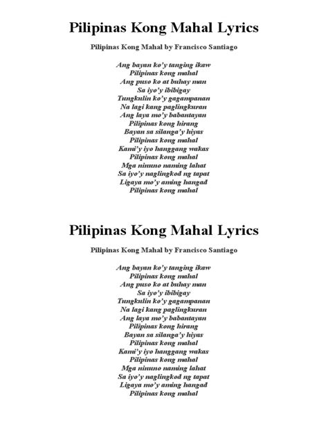 tiaong kong mahal lyrics|Pilipinas Kong Mahal (English translation) .